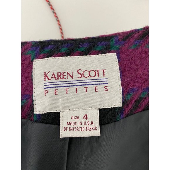Vintage Karen Scott Petites women's blazer plaid button front size 4 - Picture 5 of 8